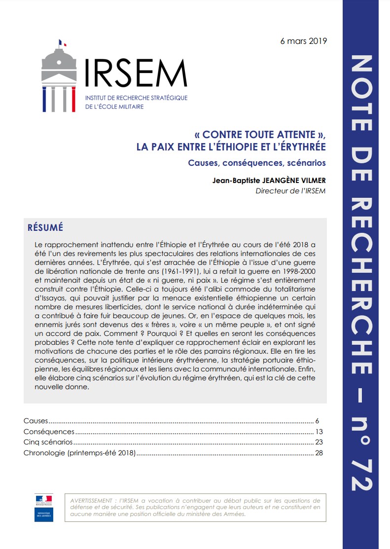 'Contre toute attente', la paix entre l'Ethiopie et l'Erythrée. Causes, conséquences, scénarios