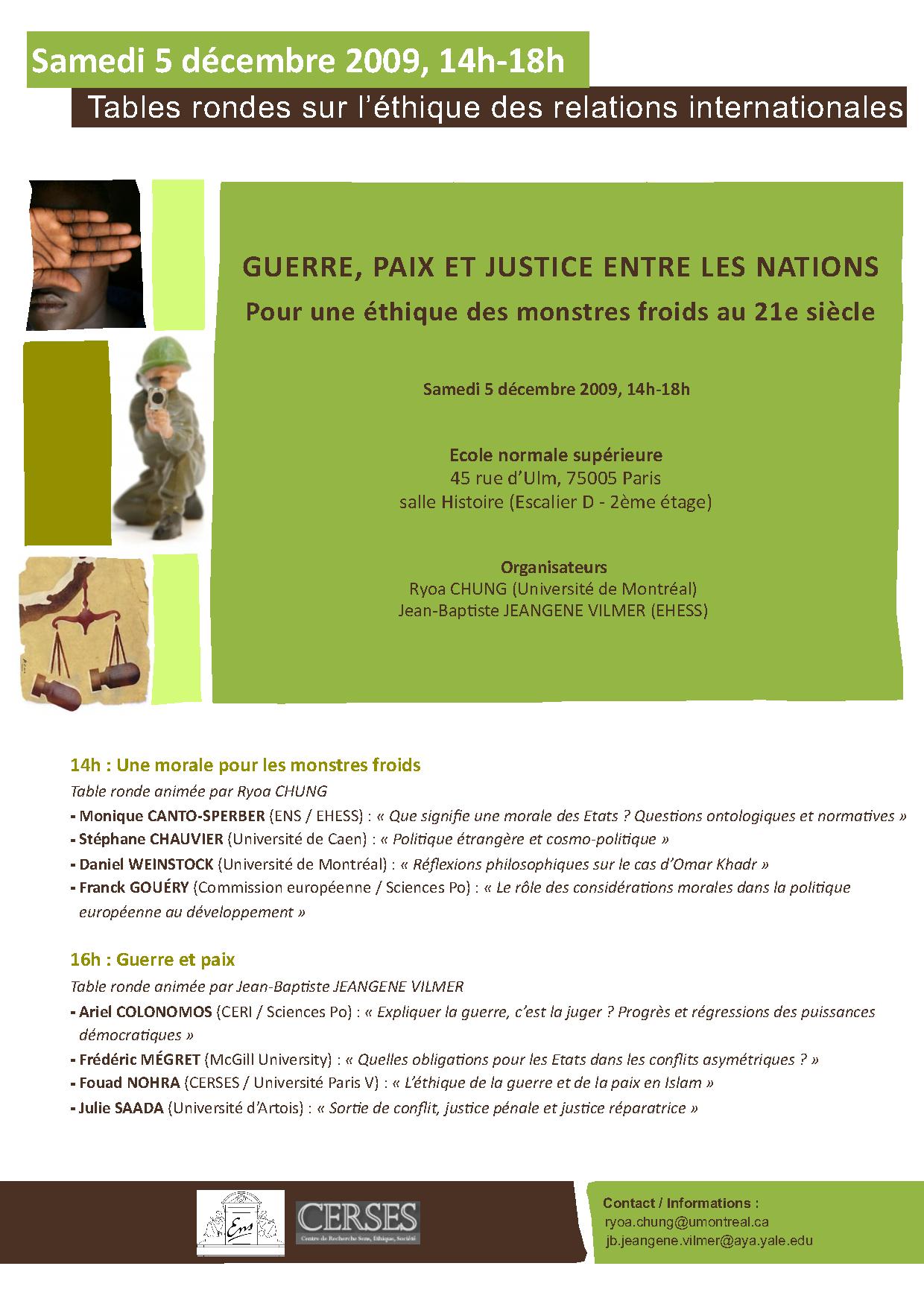 Tables rondes sur l'éthique des relations internationales